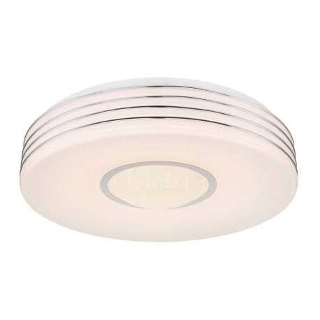 Stropné svietidlo, kov biely, akryl opál, chróm, malé priehľadné krištále, trblietavý efekt, stmieva