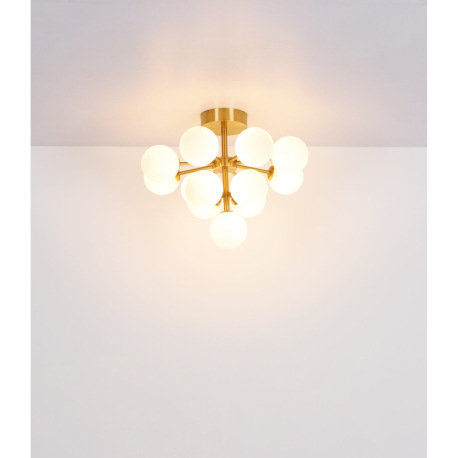 Stropné svietidlo, kov zlatej farby, sklo biele, ø: 560 mm, V: 430 mm, bez žiaroviek 13xG9 LED, max. 10