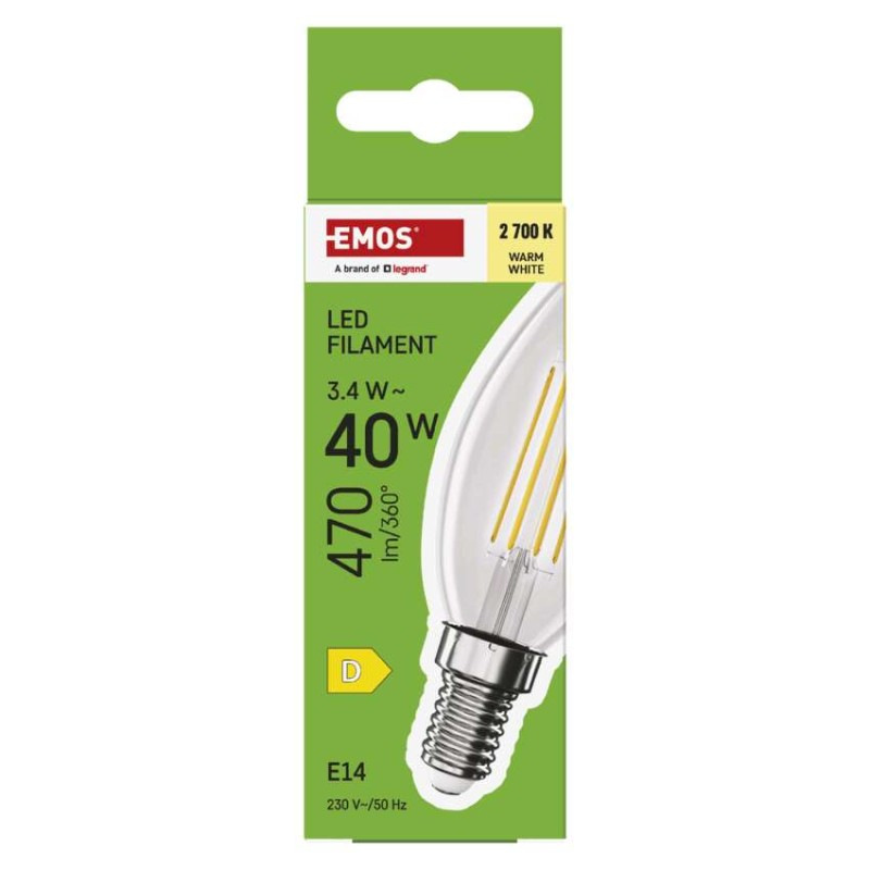 LED žiarovka Filament sviečka / E14 / 3,4 W (40 W) / 470 lm / Teplá biela 4