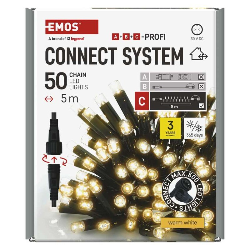 Profi LED spojovacia reťaz čierna, 5 m, vonkajšia aj vnútorná, teplá biela 11