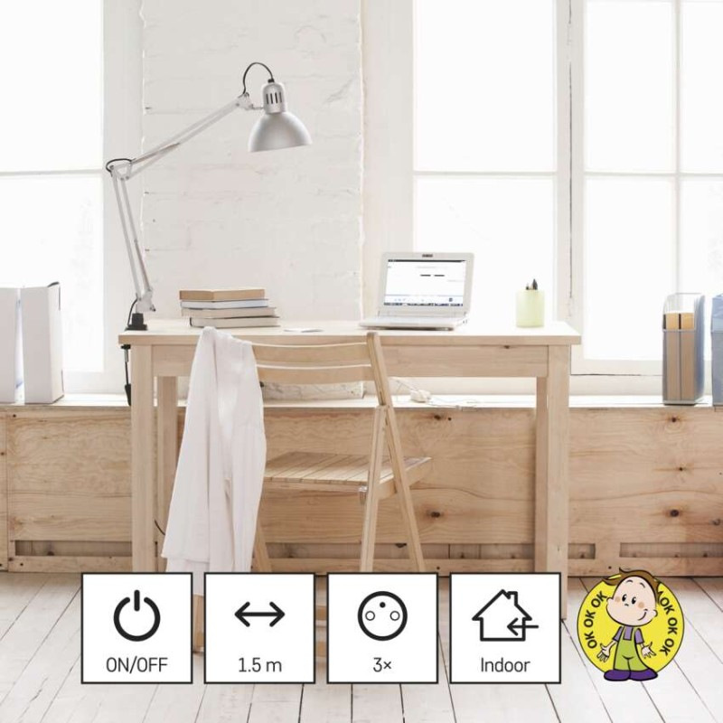 Predlžovací kábel 1,5 m / 3 zásuvky / s vypínačom / biely / PVC / 1 mm2 2