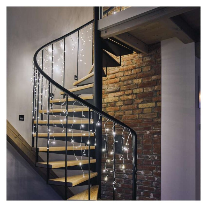 LED vianoč. cencúle, 5 m, vonkajšie aj vnútor., studená biela, ovládač, programy, časovač 5