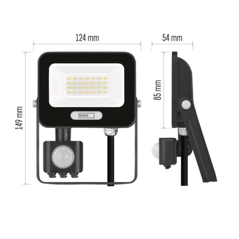 LED reflektor GLARO s pohybovým čidlom, 20 W, čierny, IP54, 2000 lm, neutrálna biela 5