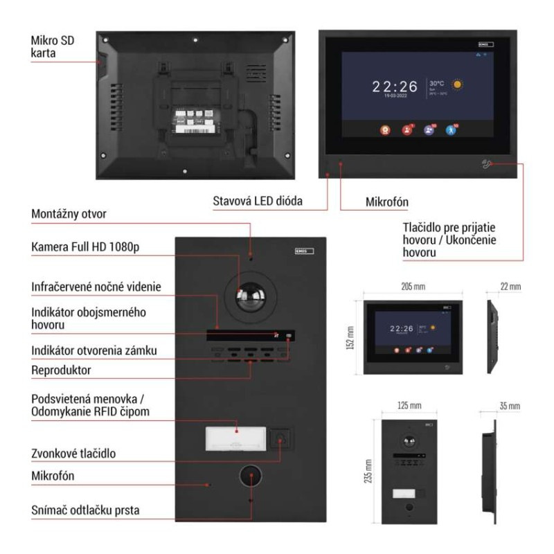 Sada domáceho video vrátnika GoSmart IP-880A 2WIRE s WiFi 7