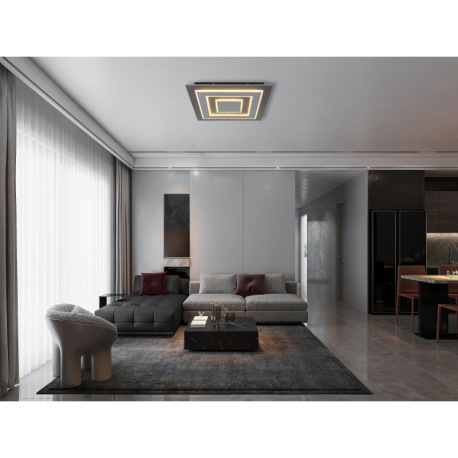 Stropné svietidlo, plast antracit, brúsený sivý kov, akryl biely, DxŠxV: 480x480x52mm, vrátane LED 4 1