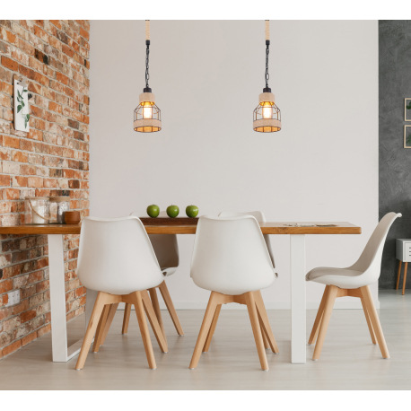 Závesné svietidlo, kov čierny matný, konopné lano, čierna reťaz, Ø 140, V: 1250, bez žiarovky 1xE27, 1