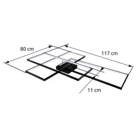 Stropné svietidlo, kov čierny, plast biely, prepínateľné nástenným vypínačom, stmievateľné, diaľkové 18