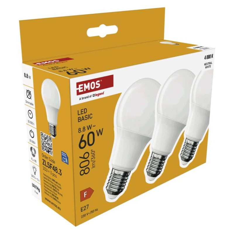 LED žiarovka Basic A60 / E27 / 8,8 W (60 W) / 806 lm / Neutrálna biela 5