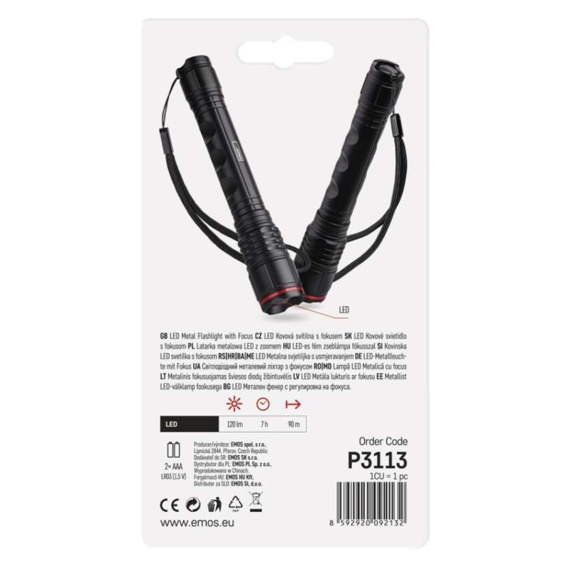 LED ručné kovové svietidlo P3113, 120 lm, 2× AAA, FOKUS 4