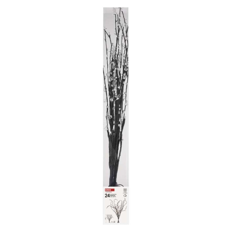 LED vetvička s perlami, 60 cm, 3x AA, vnútorná, teplá biela, časovač 6