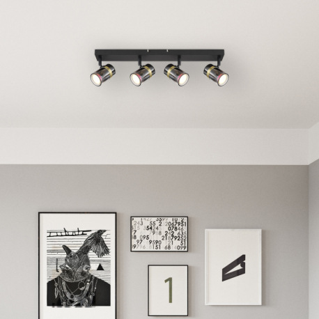 Stropné svietidlo, bodové, kov čierny matný, dymové sklo s prechodom do priehľadného skla, mosadz, D 1