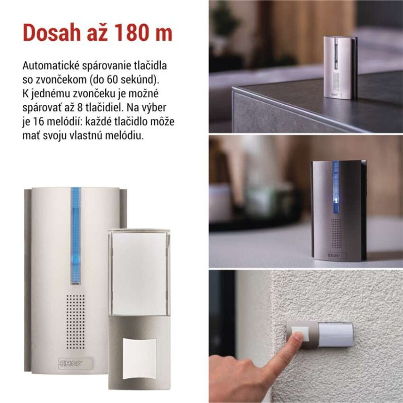 Domový bezdrôtový zvonček P5763N na 3× AA, možnosť predĺženia signálu 4