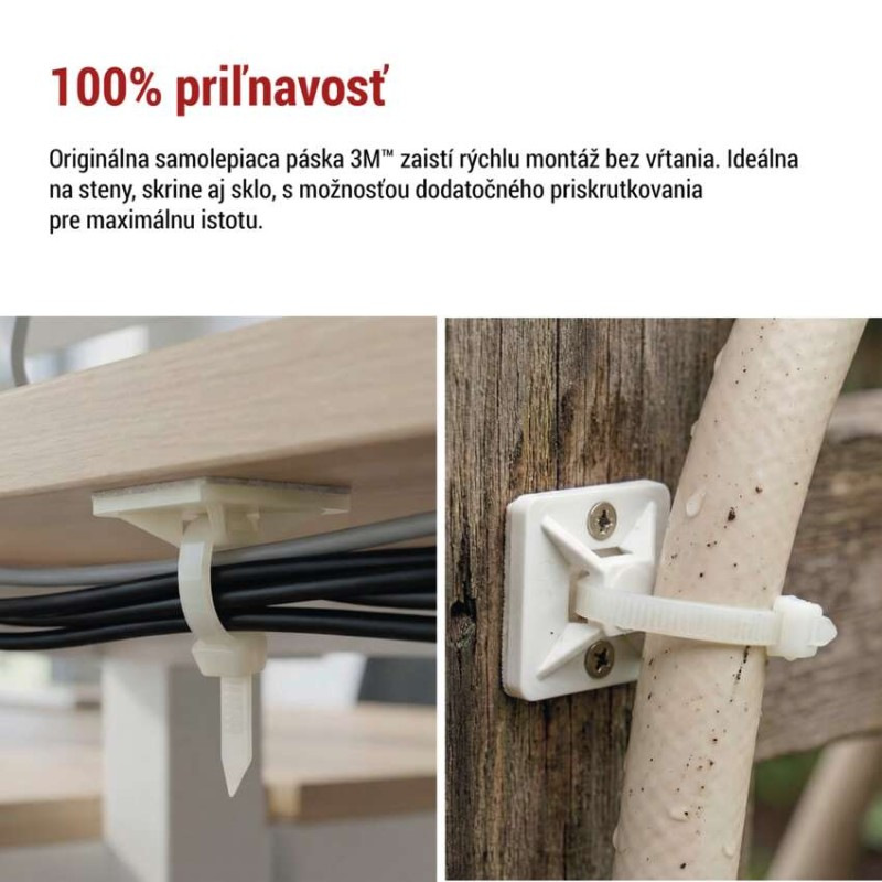 Samolepiaca príchytka sťahovacej pásky 30×30, biela, 25 ks 2