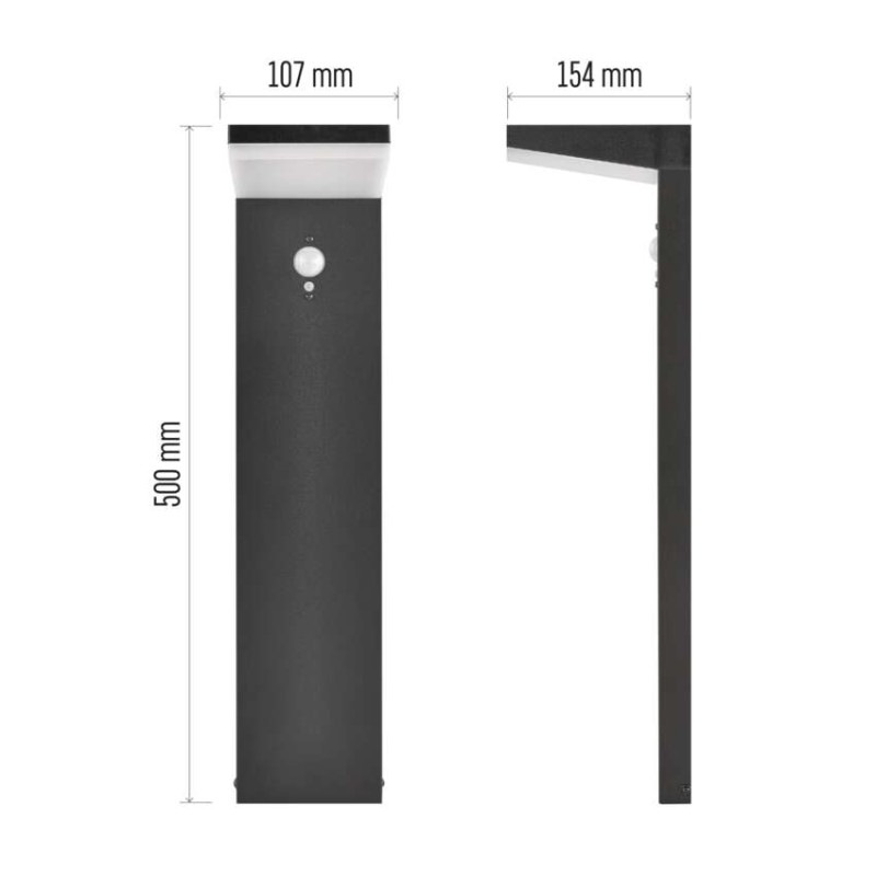 LED záhradné solárne stĺpikové svietidlo VEREA, senzor súmraku, 10,7 x 15,4 x 50 cm 6