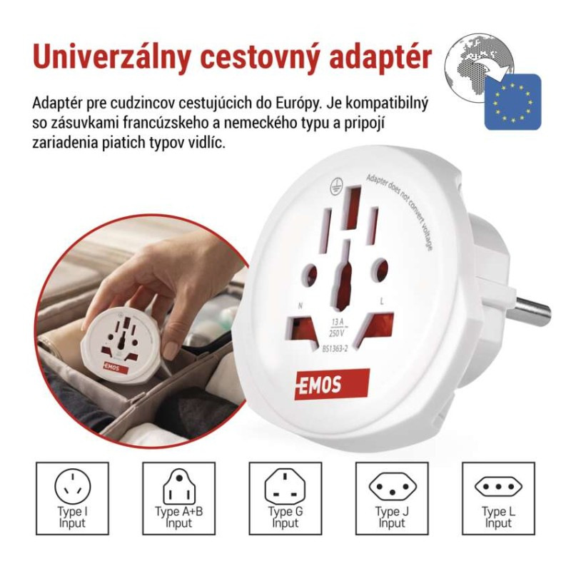 Cestovný univerzálny adaptér pre cudzincov do stred. Európy 1
