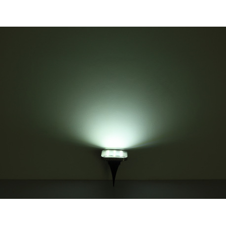 Solárne svietidlo, oceľ, plast čierny, priehľadný, IP44, tvar štvorca, so zapichovacím hrotom, akumu 5