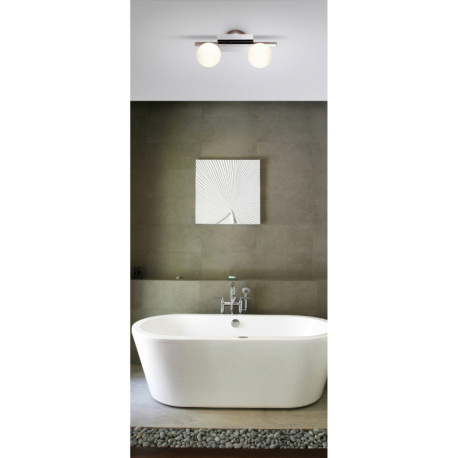 Stropné svietidlo, kov, chróm, sklo opál satinované, vrátane LED 10676, IP44, interiérové, DxŠxV: 34 2