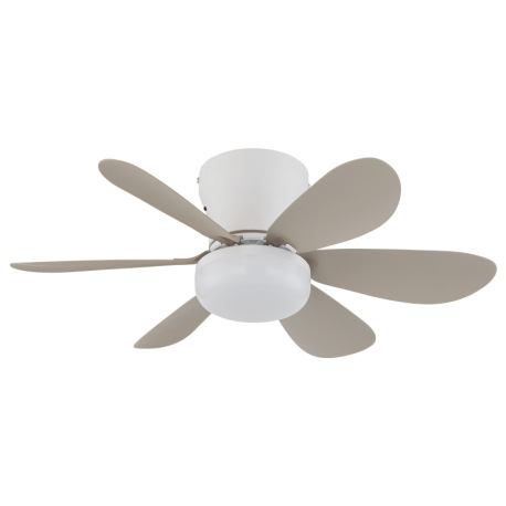 Stropný ventilátor, kov biely matný, plast piesková matná, stmievateľný, viacero rýchlostí pomocou n 3