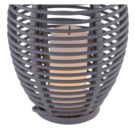 Solárne svietidlo, plast sivý, ratan sivý, lampáš na zavesenie alebo státie, efekt ohňa, IP44, vypín 6