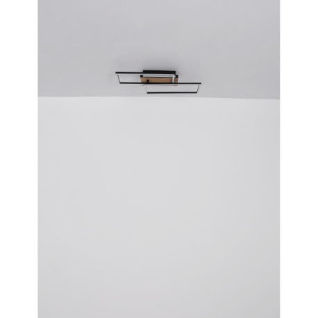 Stropné svietidlo, kov čierny, hliník zlatej farby, akryl biely, DxŠxV: 620x270x82mm, vrátane LED 40 7