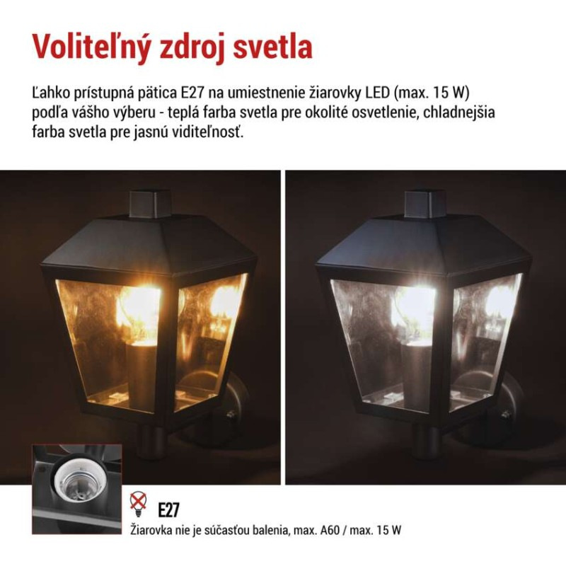 Záhradné nástenné svietidlo ADENIA, 19,8 x 15 x 27,8 cm, 1 x E27, 15 W 3