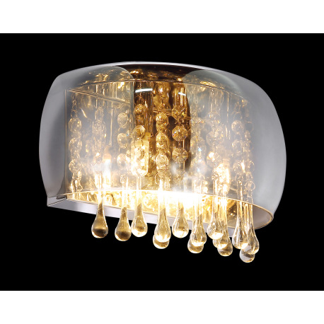 Nástenné svietidlo, chróm, sklo dymové, sklenené krištále priehľadné, ŠxV:280x175, H:145, bez žiarov 2