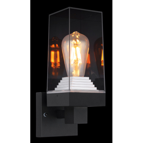 Vonkajšie svietidlo hliník, číry plast, IP44, ŠxV: 110x290mm, H: 140mm, bez žiarovky 1x E27 40W 230V 10