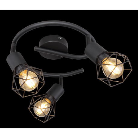 Stropné svietidlo, kov čierny, Ø230, V: 180, bez žiaroviek 3xE14, max. 40W 230V 2