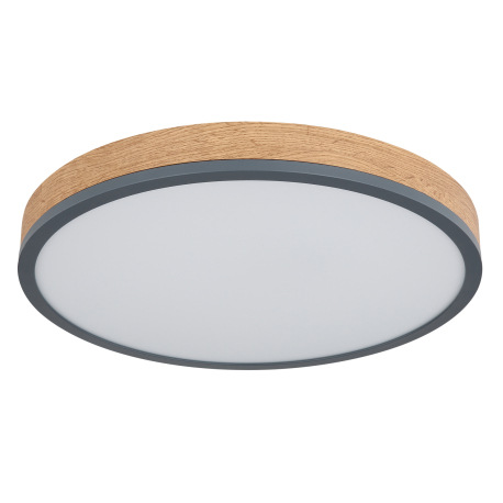 Stropné svietidlo, kov grafit, MDF vzhľad dreva, plast biely, ø: 450mm, V:85mm, vrátane LED 24W 230V 2