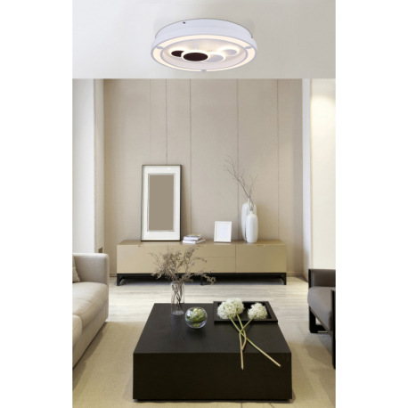 Stropné svietidlo, kov biely, akryl biely, stmievateľné, diaľ.ovládanie, fixácia farby, Ø480, V:82, 11