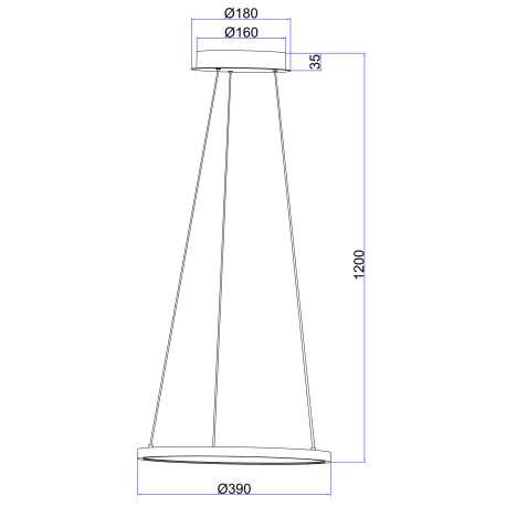 Závesné svietidlo, kov čierny matný, plast biely, Ø 385, V: 1200, vrátane 1xLED 19W 230V, 2600lm zdr 9