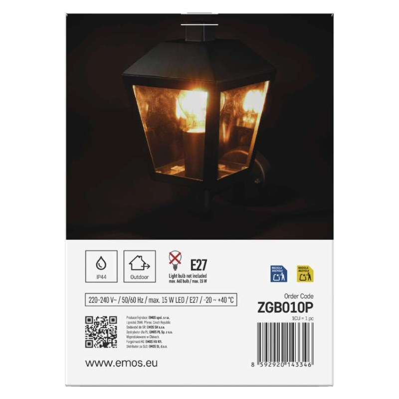 Záhradné nástenné svietidlo ADENIA, 19,8 x 15 x 27,8 cm, 1 x E27, 15 W 12