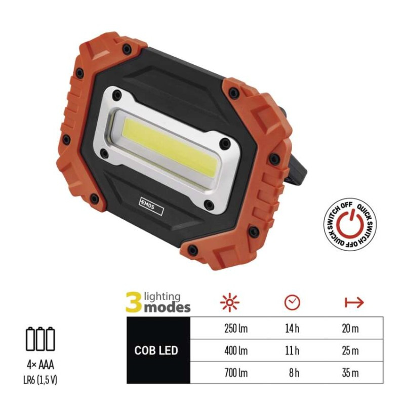 COB LED pracovné svietidlo P4113, 700 lm, 4× AA 2