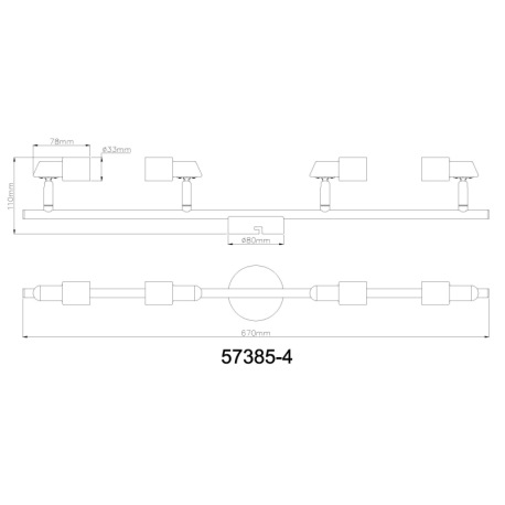 Stropné svietidlo, kov nikel matný, kov chróm, DxŠxV: 670x80x110mm, vrátane žiaroviek 4xGU10 LED 3W 13
