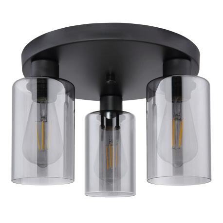 Stropné svietidlo, kov čierny, dymové sklo, Ø 340, V: 220, bez žiaroviek 3xE27, max. 60W 230V 9