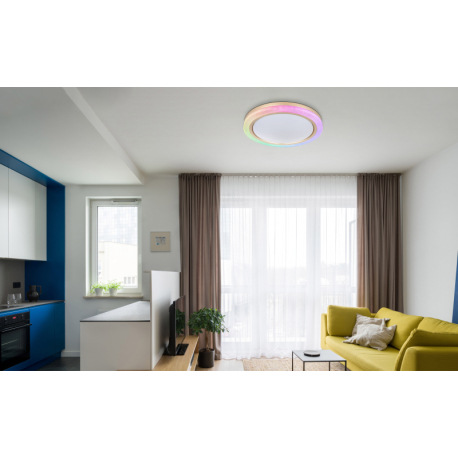 Stropné svietidlo kov biely, zlatá, plast biely, stmievateľné, niekoľko úrovní pomocou nástenného sp 19