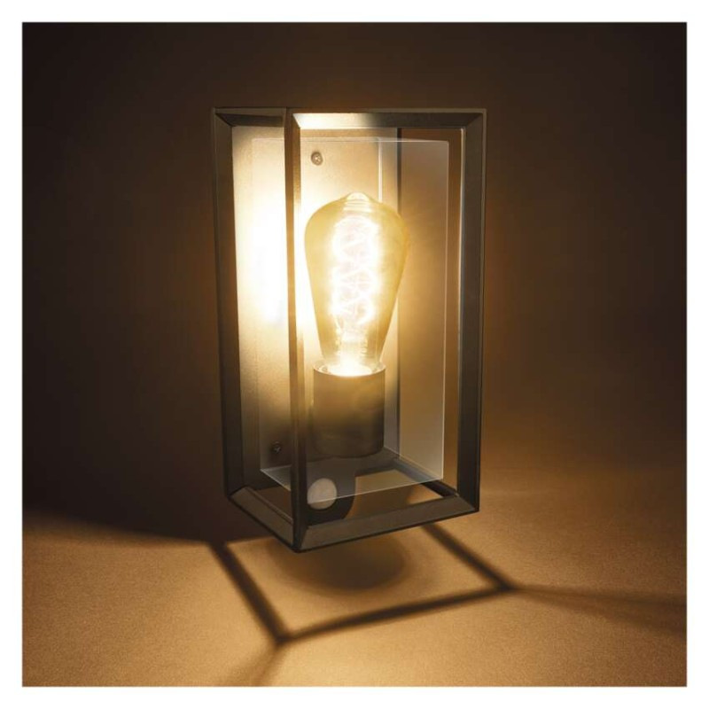 Záhradné nástenné svietidlo MALVA, senzor súmraku, 13 x 12 x 28 cm, 1 x E27, 15 W