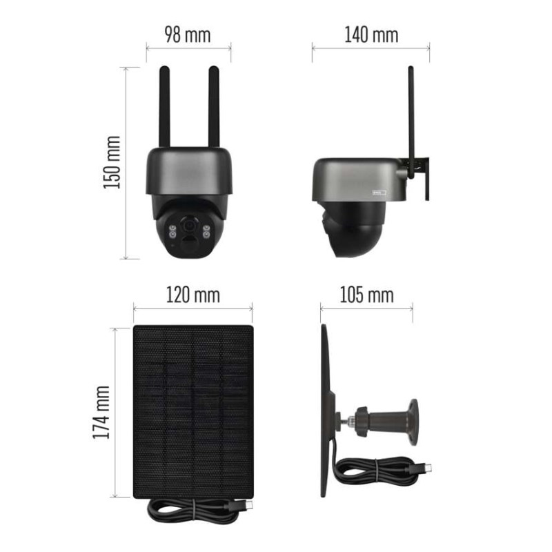 GoSmart Vonkajšia batériová kamera IP-1200G WASP s WiFi a solárnym panelom 10