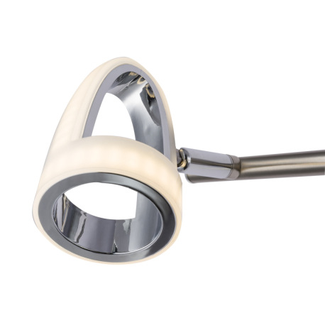 Nástenné svietidlo, kov, nikel, chróm, satinovaný plast, vypínač, DxV: 300x165, vrátane 2xLED 5W 230 12