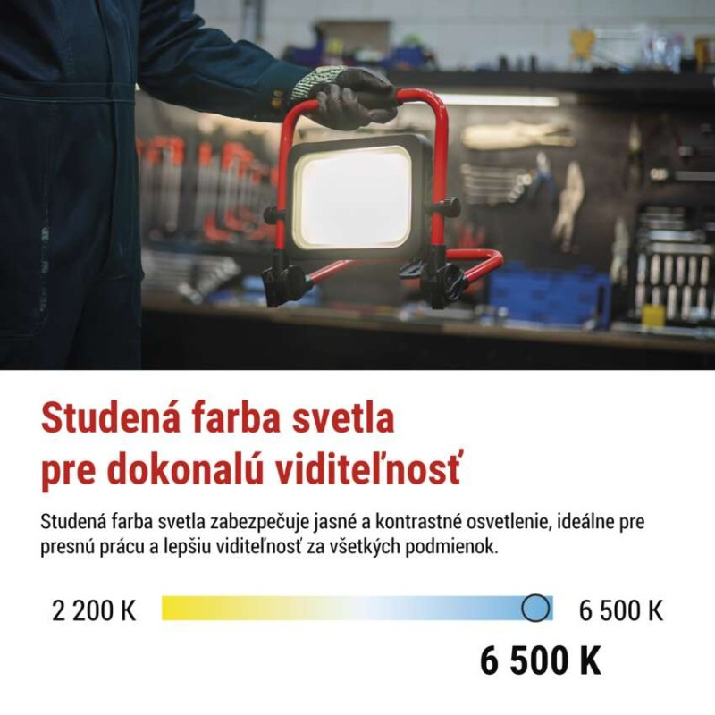 LED reflektor ACCO nabíjací prenosný, 50 W studená biela 9
