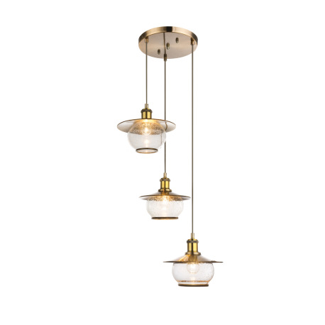 Závesné svietidlo, kov bronzovej farby, sklo, Ø450, V:1500, bez žiaroviek 3xE27, max. 60W 230V.