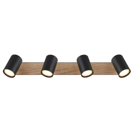 Stropné svietidlo kov čierny matný, MDF, imitácia tmavého dreva, DxŠxV: 555x60x135mm, bez žiaroviek 10