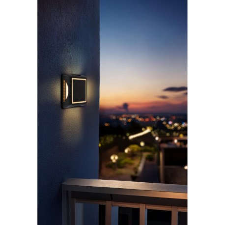 Solárne svietidlo, hliník čierny matný, plast čierny/biely, spínač, batéria CR18650 1500mAh 3,7V, IP 11