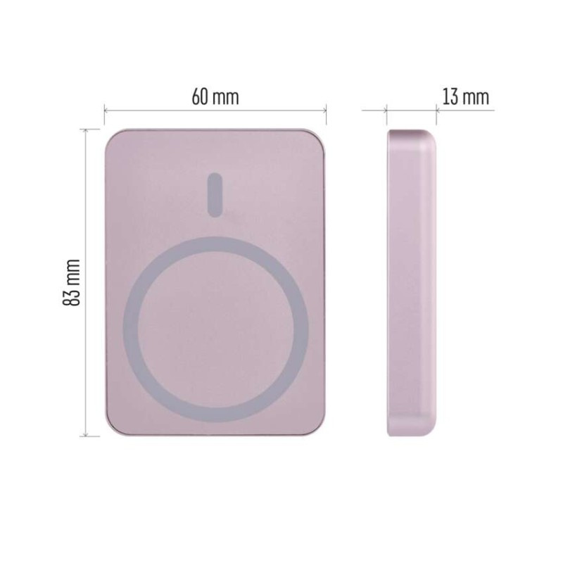 Power bank EMOS WI 522, 5 000 mAh, 20 W+Wireless, lososová 1