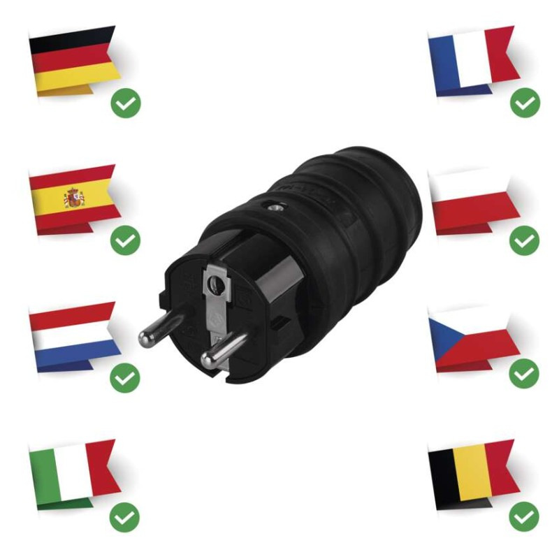 Vidlica gumová priama pre predlžovací kábel, čierna 1