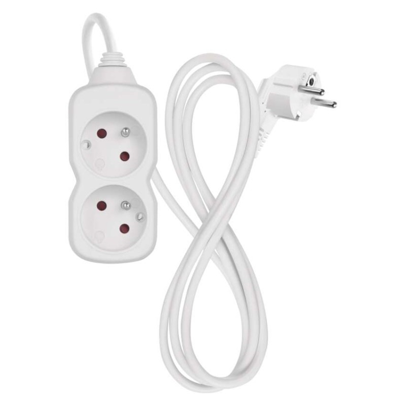 Predlžovací kábel 1,4 m / 2 zásuvka / biely / PVC / 1 mm2 1