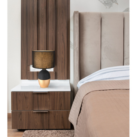 Stolná lampa keramická čierna/zlatá farba, textil čierny, kábel PVC čierny, kolískový vypínač na káb 5