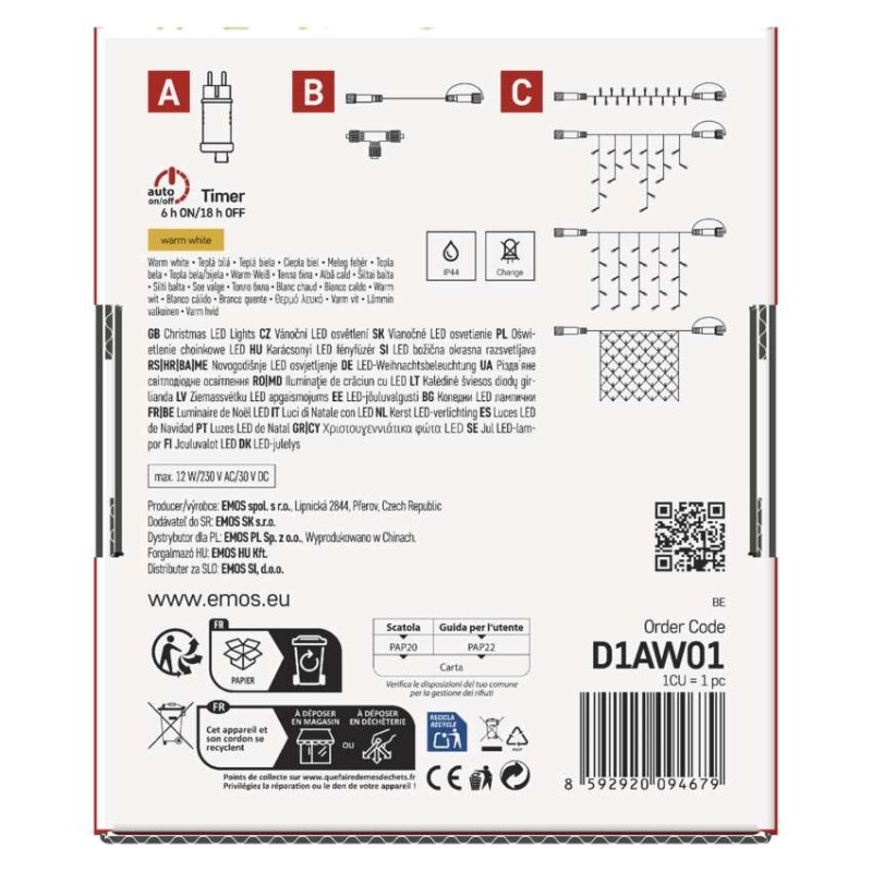 Základná sada pre spojovacie reťaze Standard, 10 m, vonkajšia, teplá biela, časovač 14