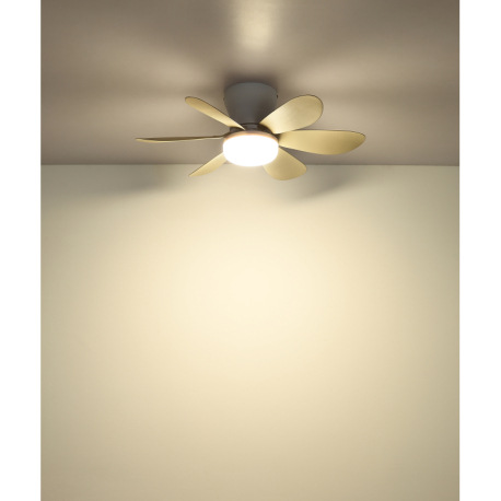 Stropný ventilátor, kov biely matný, plast piesková matná, stmievateľný, viacero rýchlostí pomocou n 10