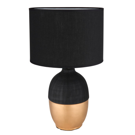 Stolná lampa keramická čierna/zlatá farba, textil čierny, kábel PVC čierny, kolískový vypínač na káb 6